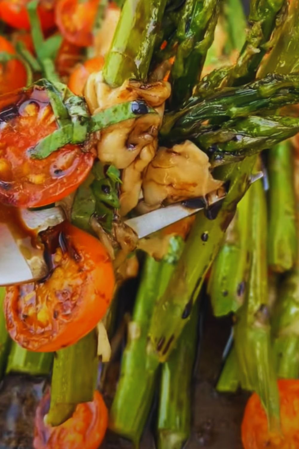 Parmesan Roasted Asparagus with Tomatoes & Balsamic